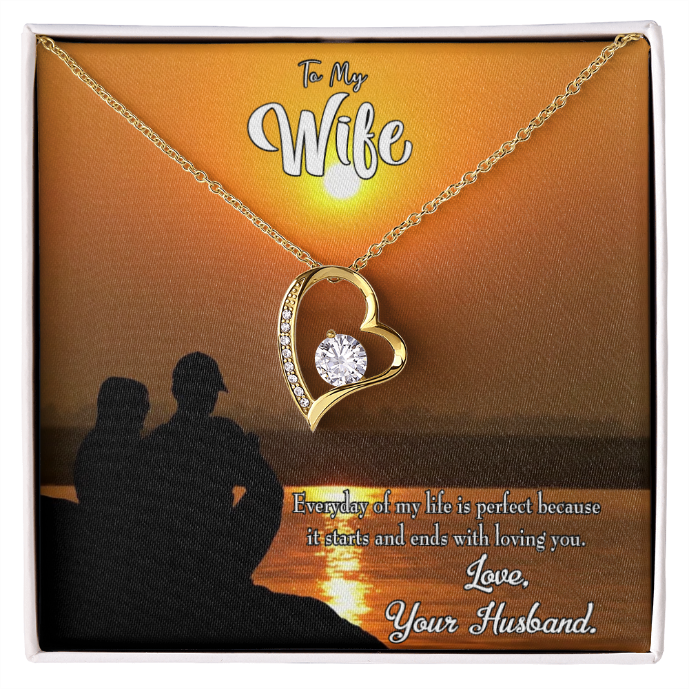 To My Wife Life is Perfect Forever Necklace w Message Card-Express Your Love Gifts