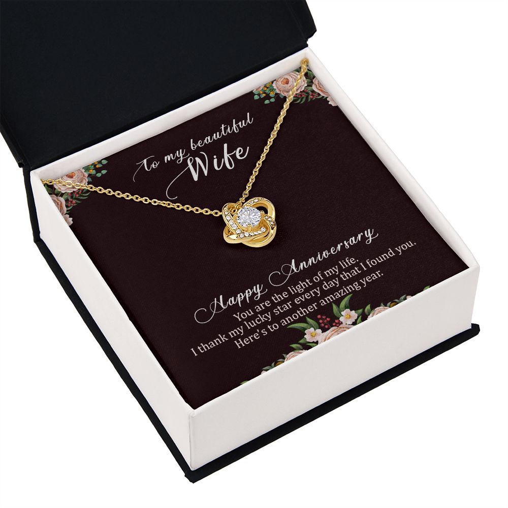 To My Wife Light of My Life Infinity Knot Necklace Message Card-Express Your Love Gifts