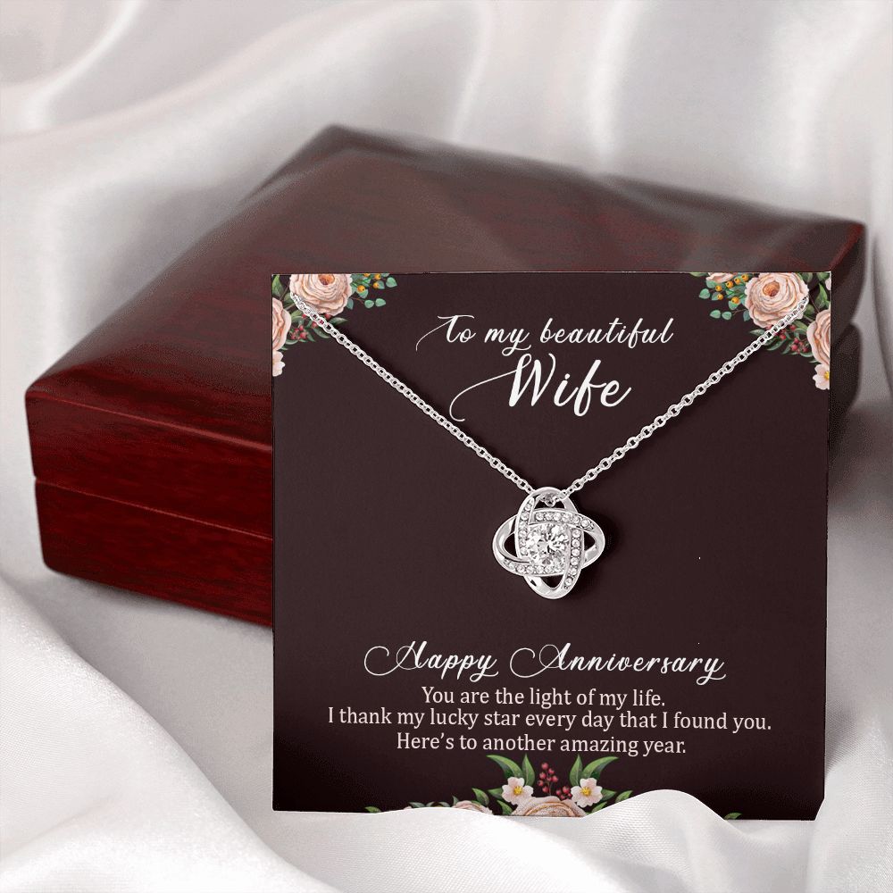 To My Wife Light of My Life Infinity Knot Necklace Message Card-Express Your Love Gifts