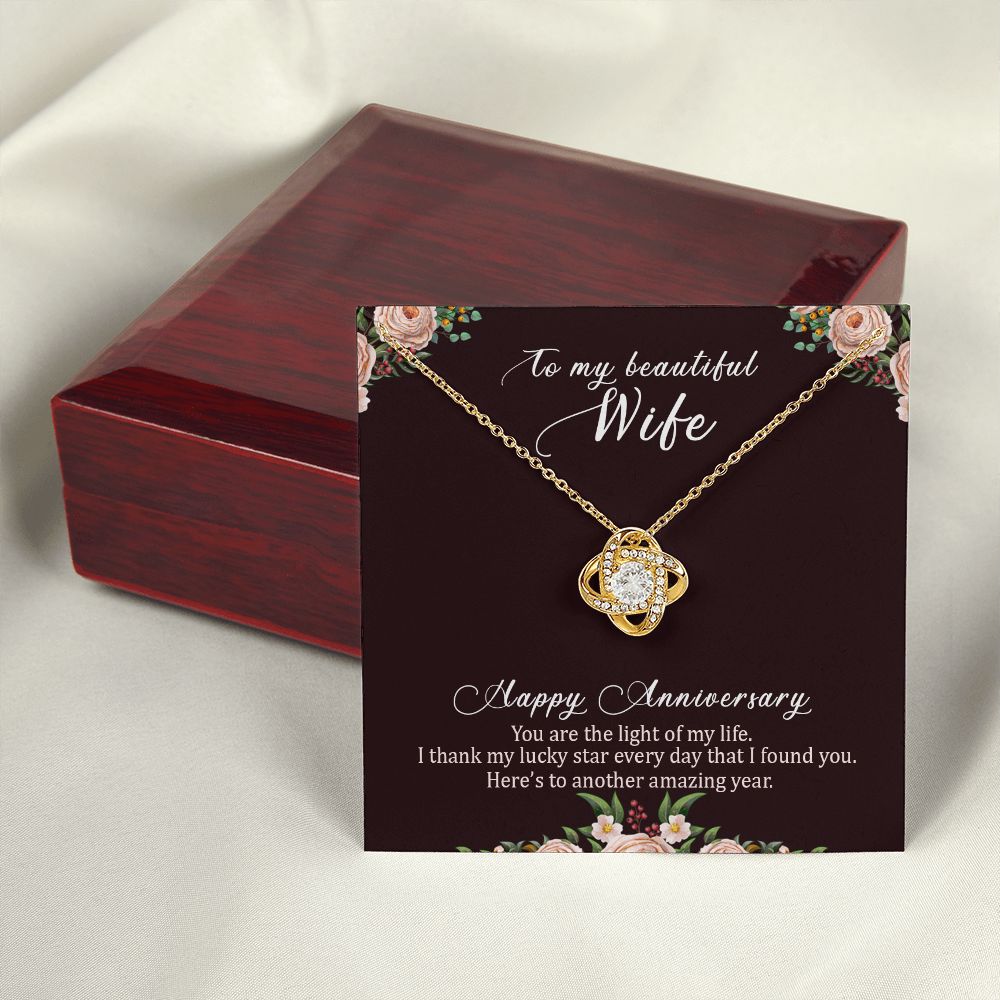 To My Wife Light of My Life Infinity Knot Necklace Message Card-Express Your Love Gifts