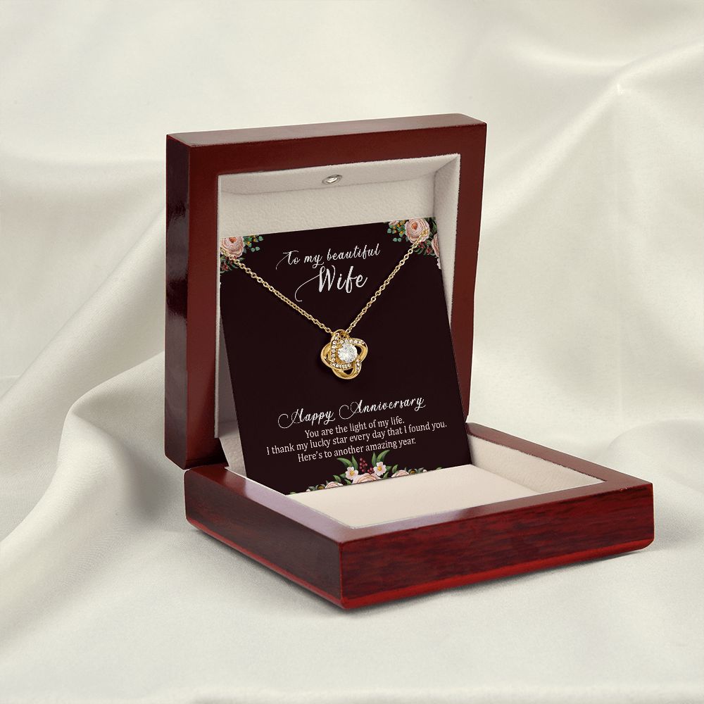 To My Wife Light of My Life Infinity Knot Necklace Message Card-Express Your Love Gifts