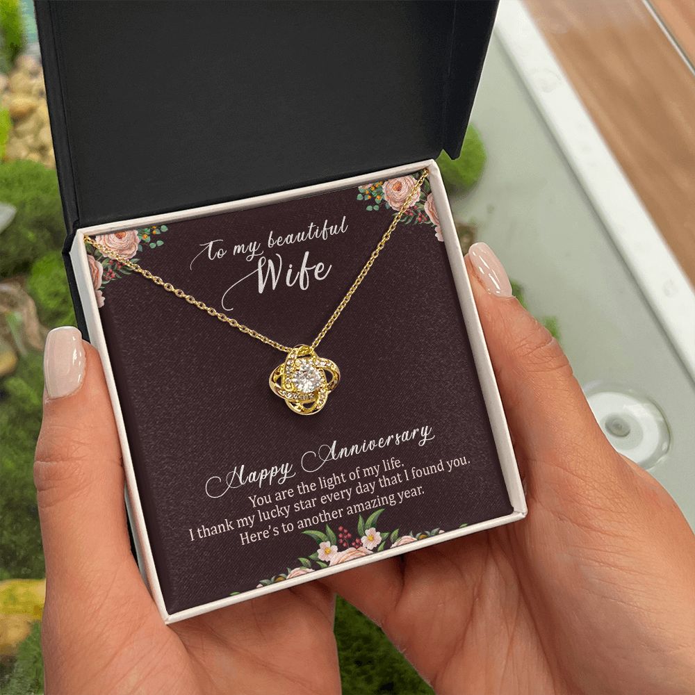 To My Wife Light of My Life Infinity Knot Necklace Message Card-Express Your Love Gifts