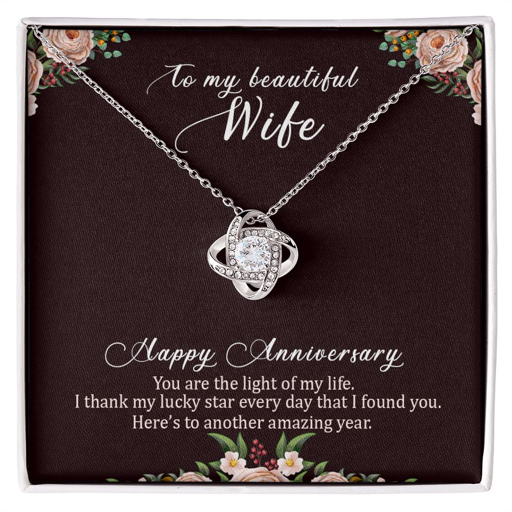 To My Wife Light of My Life Infinity Knot Necklace Message Card-Express Your Love Gifts