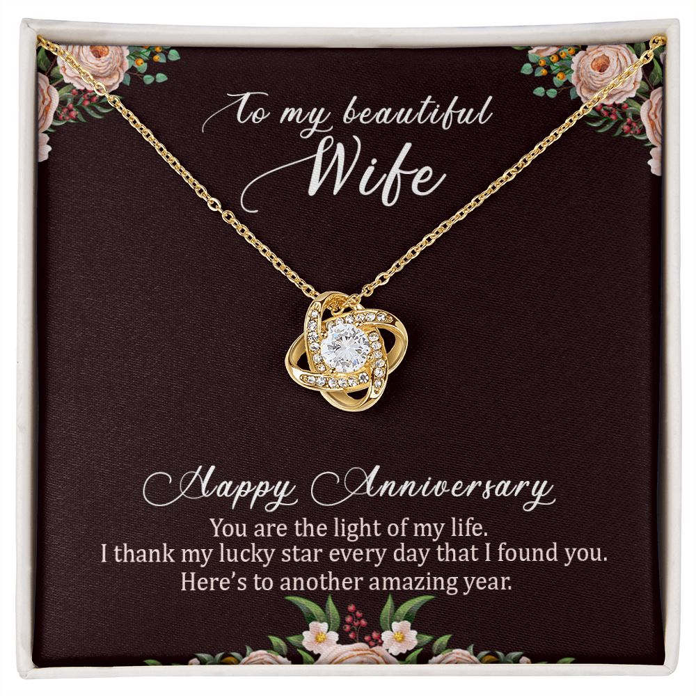 To My Wife Light of My Life Infinity Knot Necklace Message Card-Express Your Love Gifts