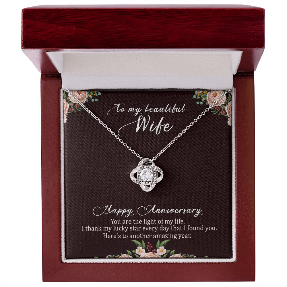 To My Wife Light of My Life Infinity Knot Necklace Message Card-Express Your Love Gifts