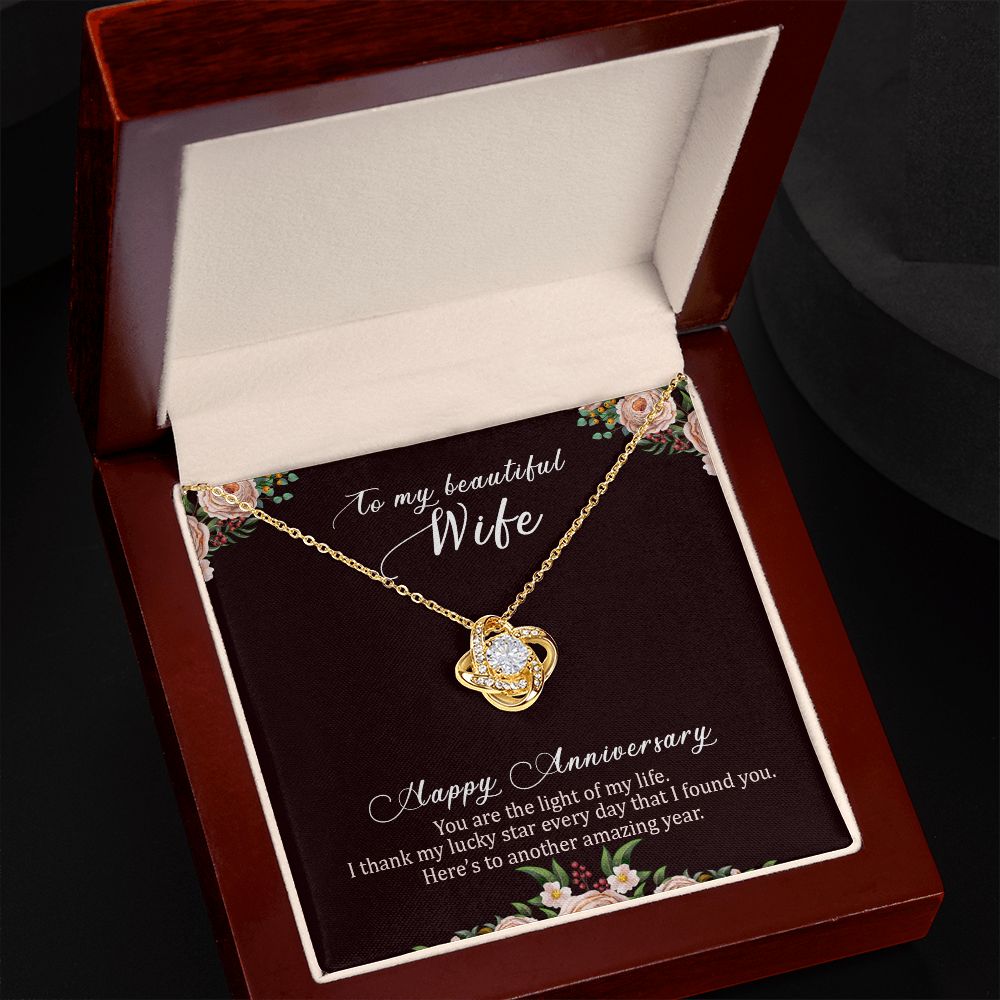 To My Wife Light of My Life Infinity Knot Necklace Message Card-Express Your Love Gifts