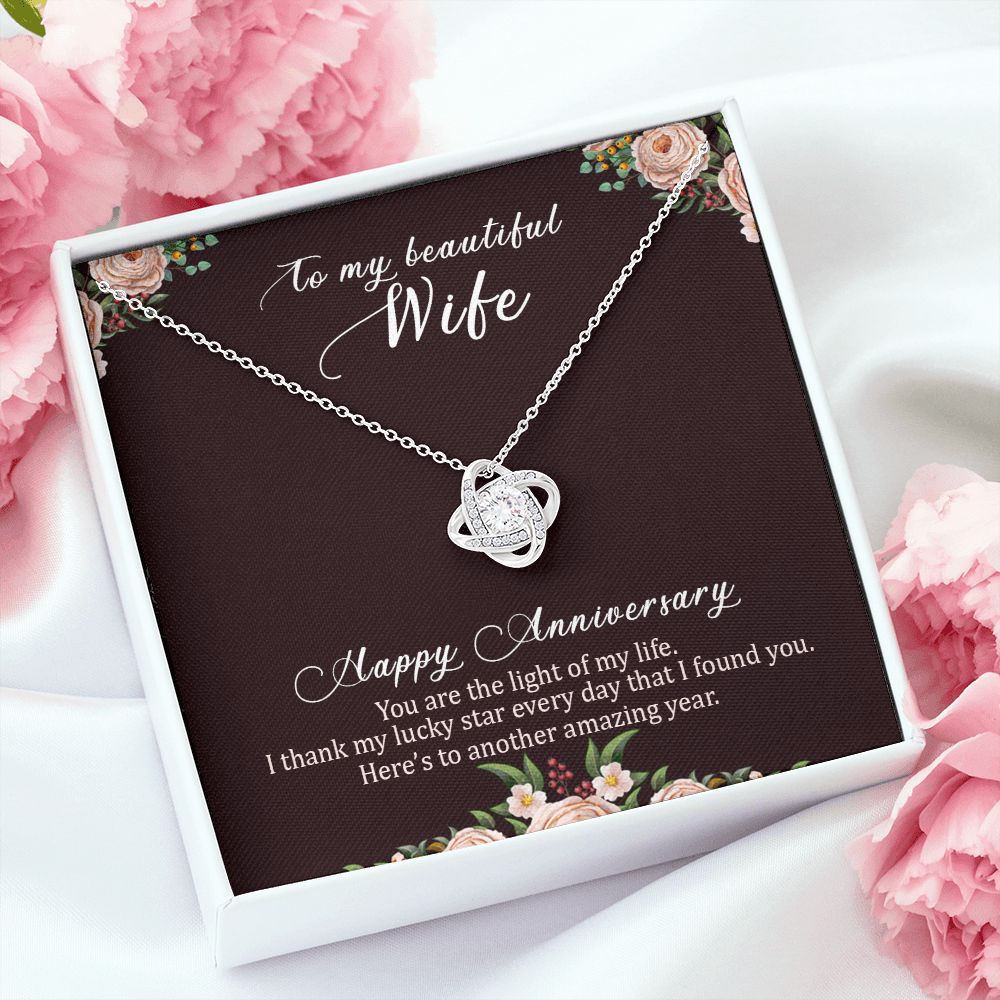 To My Wife Light of My Life Infinity Knot Necklace Message Card-Express Your Love Gifts