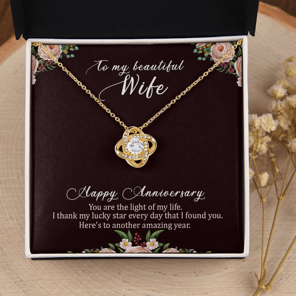 To My Wife Light of My Life Infinity Knot Necklace Message Card-Express Your Love Gifts