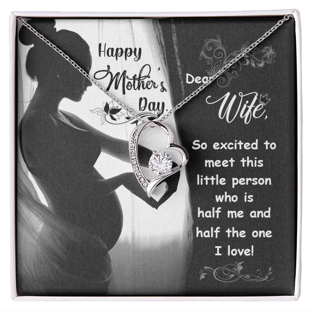 To My Wife Little Person Half of Me Forever Necklace w Message Card-Express Your Love Gifts