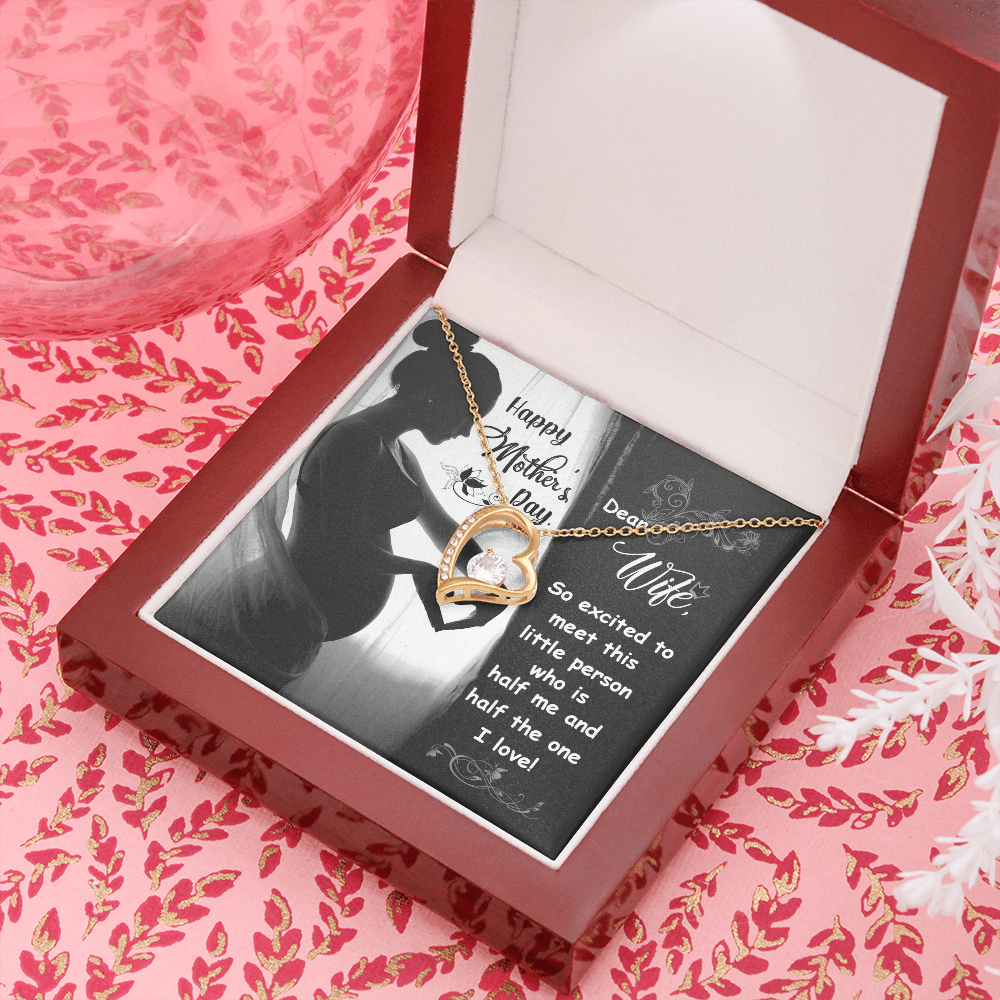 To My Wife Little Person Half of Me Forever Necklace w Message Card-Express Your Love Gifts