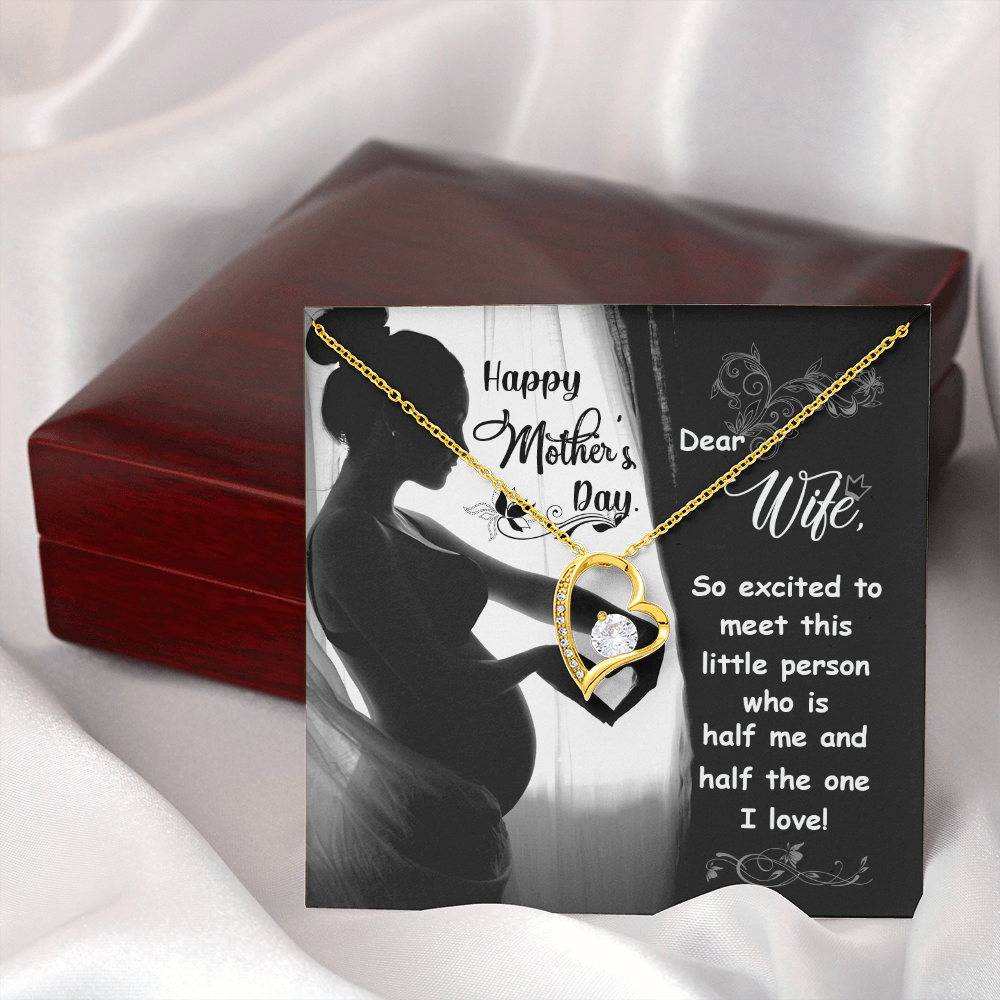 To My Wife Little Person Half of Me Forever Necklace w Message Card-Express Your Love Gifts