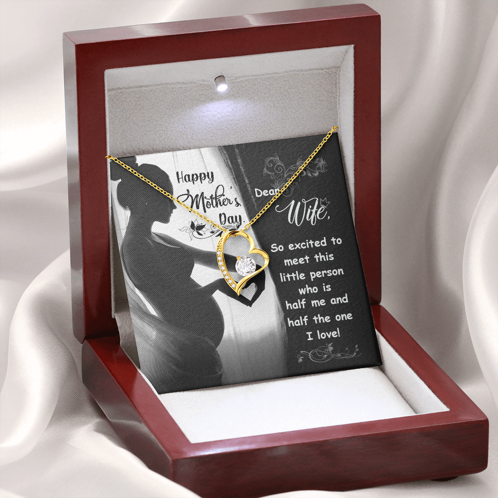 To My Wife Little Person Half of Me Forever Necklace w Message Card-Express Your Love Gifts