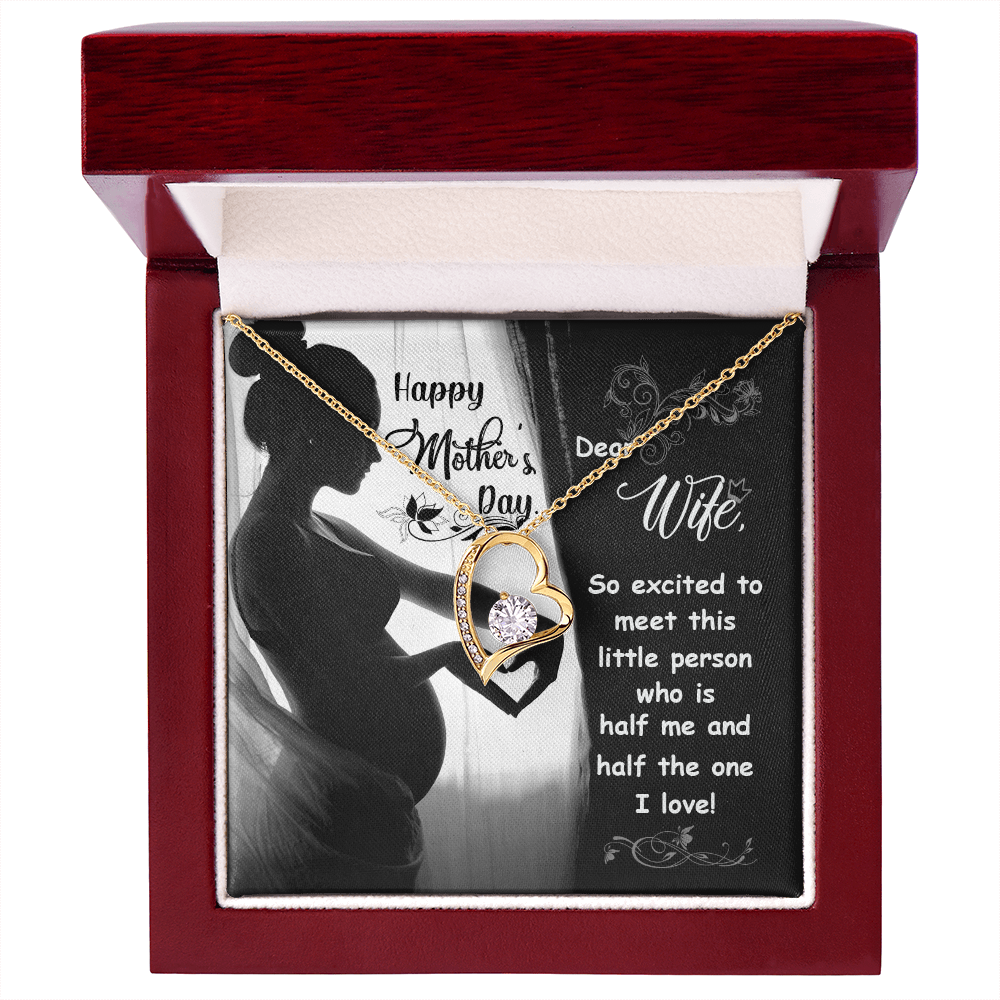 To My Wife Little Person Half of Me Forever Necklace w Message Card-Express Your Love Gifts