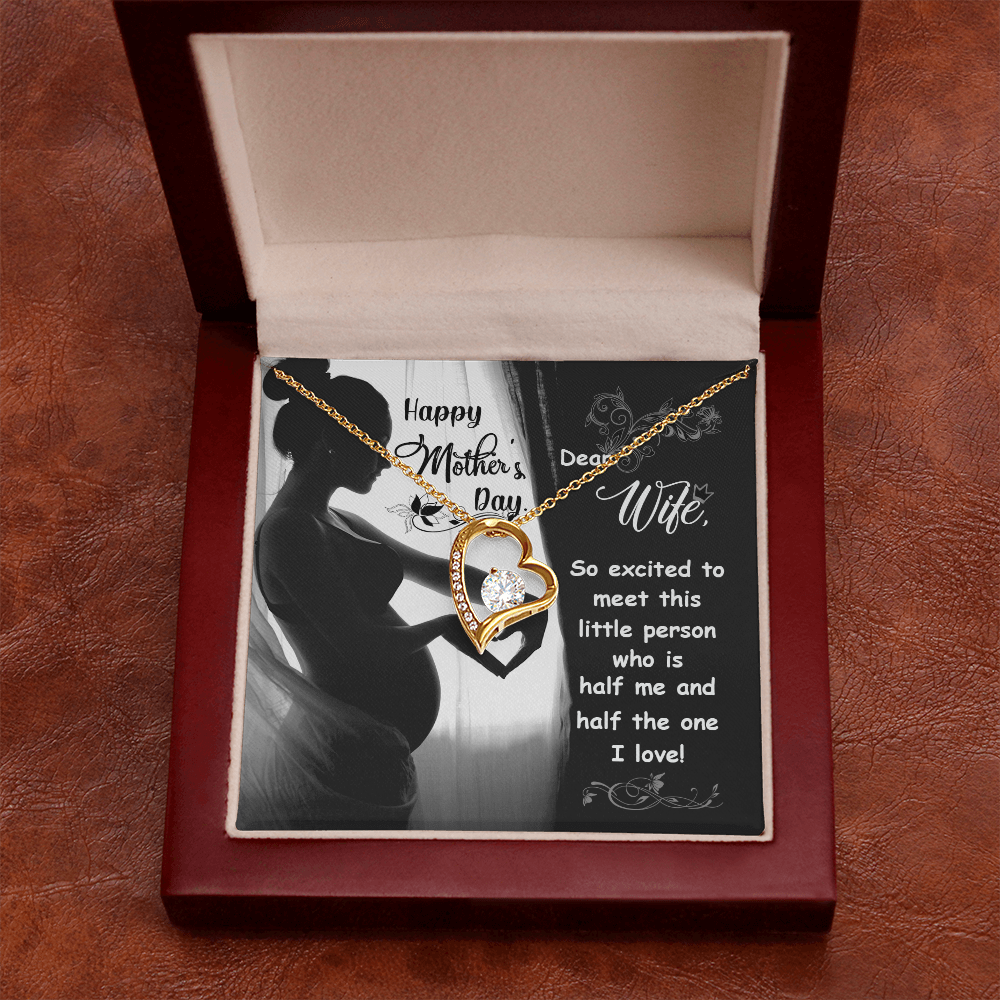 To My Wife Little Person Half of Me Forever Necklace w Message Card-Express Your Love Gifts