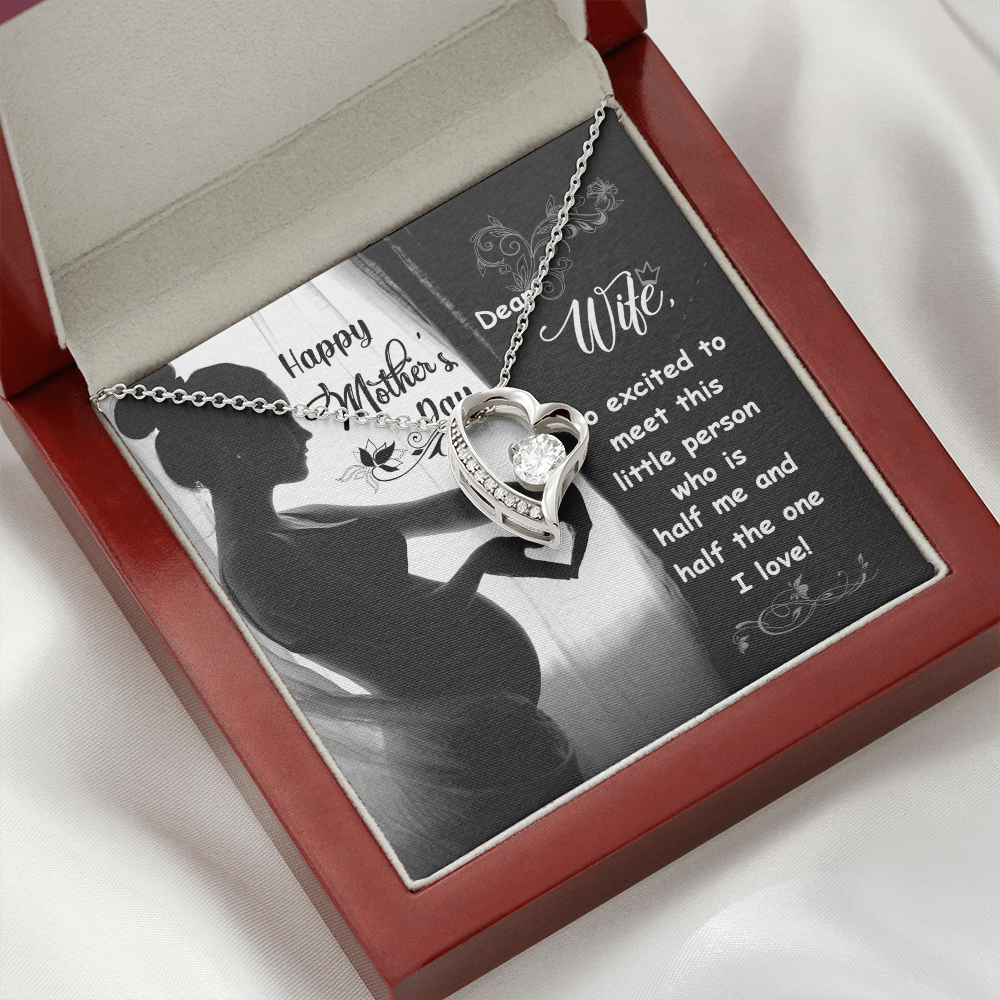 To My Wife Little Person Half of Me Forever Necklace w Message Card-Express Your Love Gifts