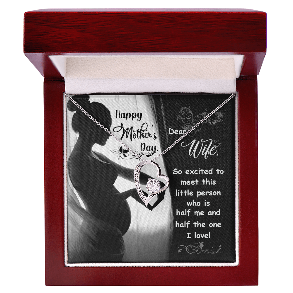 To My Wife Little Person Half of Me Forever Necklace w Message Card-Express Your Love Gifts