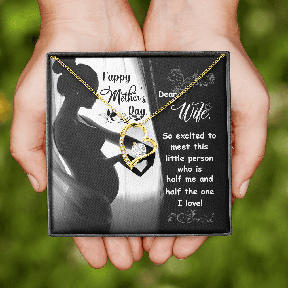 To My Wife Little Person Half of Me Forever Necklace w Message Card-Express Your Love Gifts