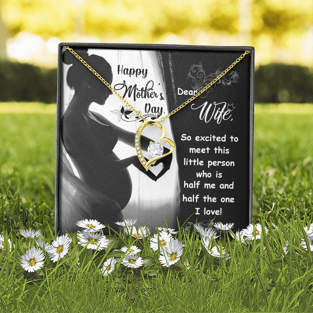 To My Wife Little Person Half of Me Forever Necklace w Message Card-Express Your Love Gifts