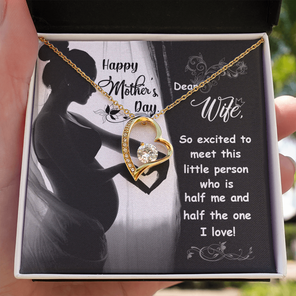 To My Wife Little Person Half of Me Forever Necklace w Message Card-Express Your Love Gifts