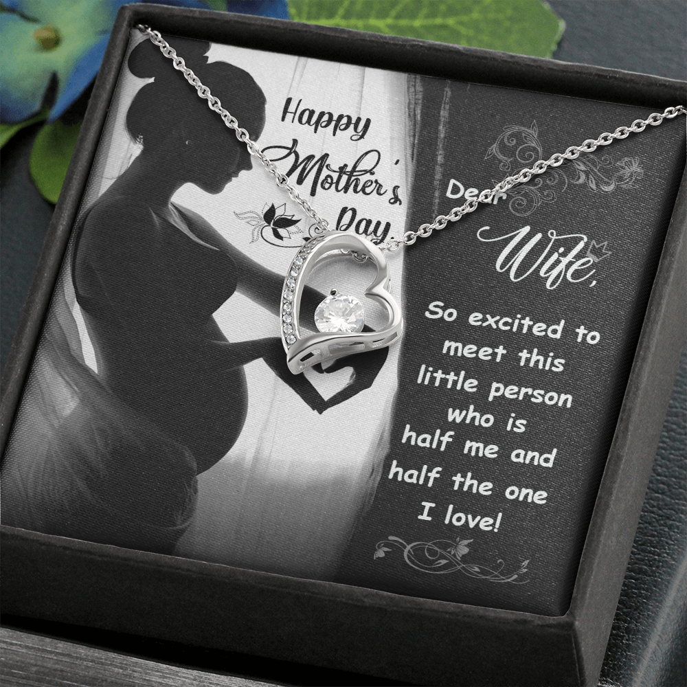 To My Wife Little Person Half of Me Forever Necklace w Message Card-Express Your Love Gifts