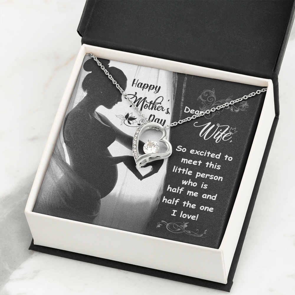 To My Wife Little Person Half of Me Forever Necklace w Message Card-Express Your Love Gifts