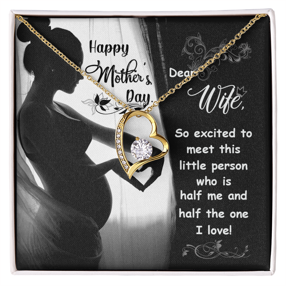 To My Wife Little Person Half of Me Forever Necklace w Message Card-Express Your Love Gifts