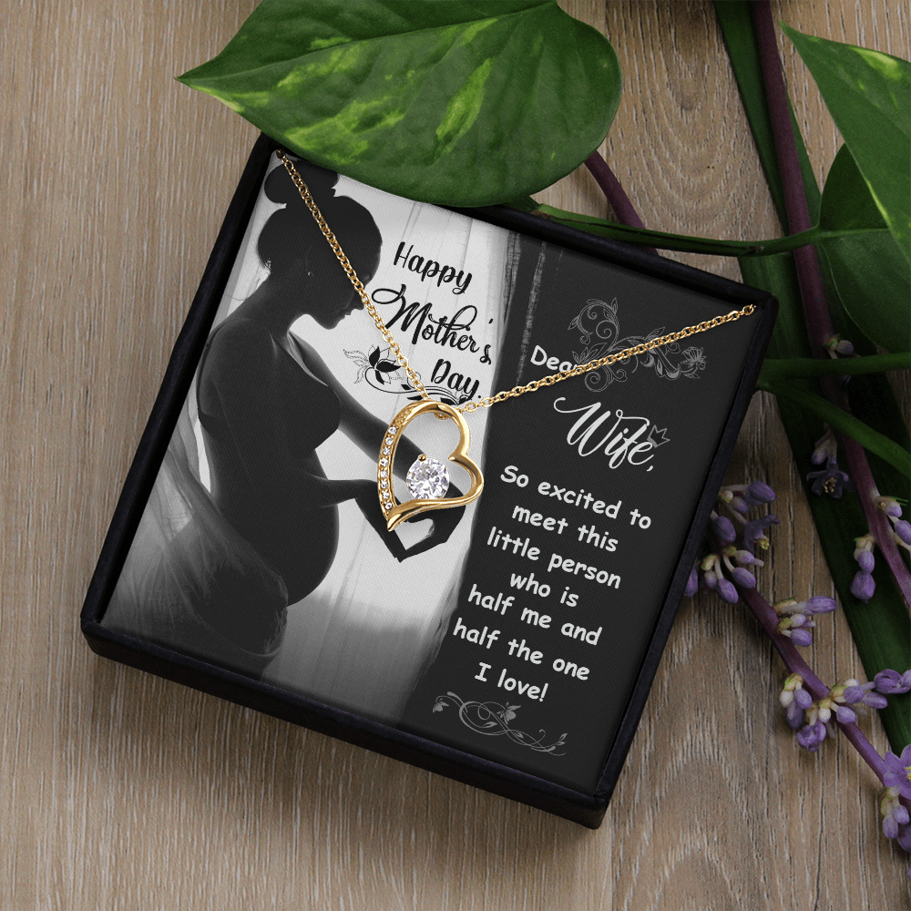 To My Wife Little Person Half of Me Forever Necklace w Message Card-Express Your Love Gifts