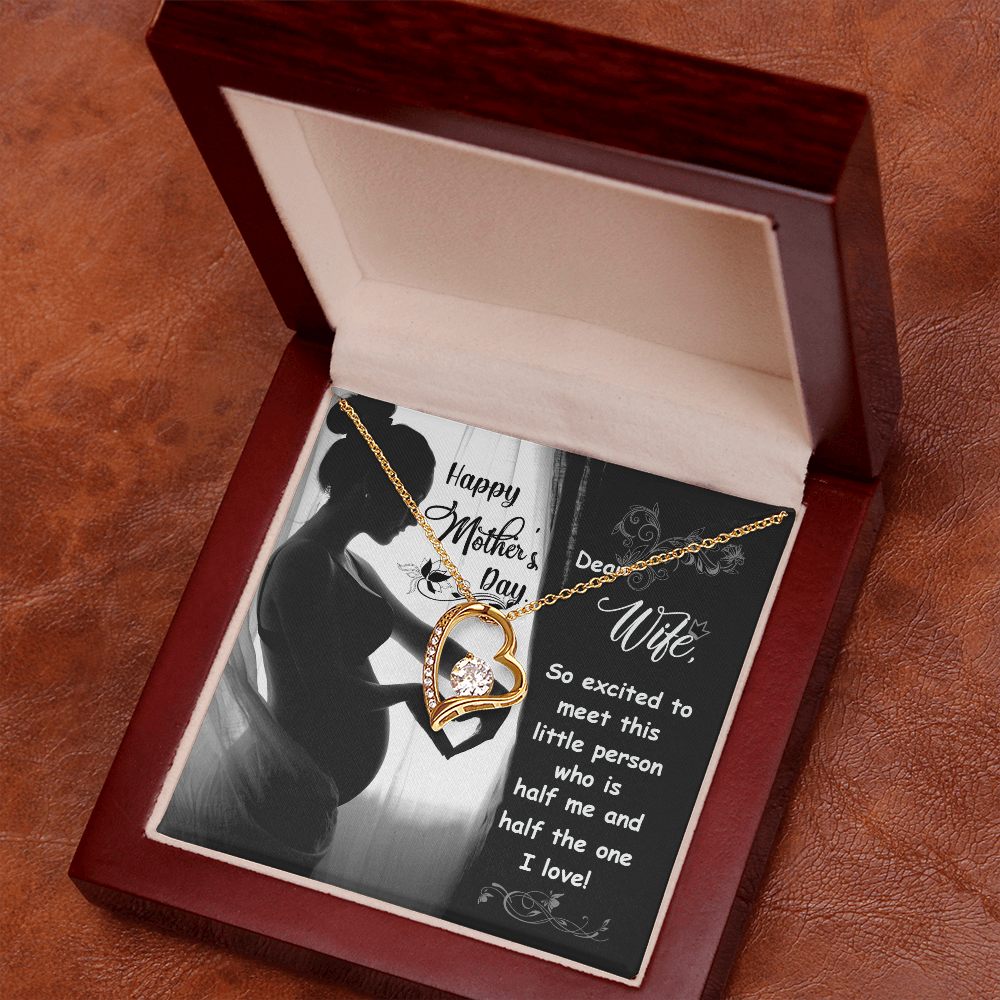 To My Wife Little Person Half of Me Forever Necklace w Message Card-Express Your Love Gifts