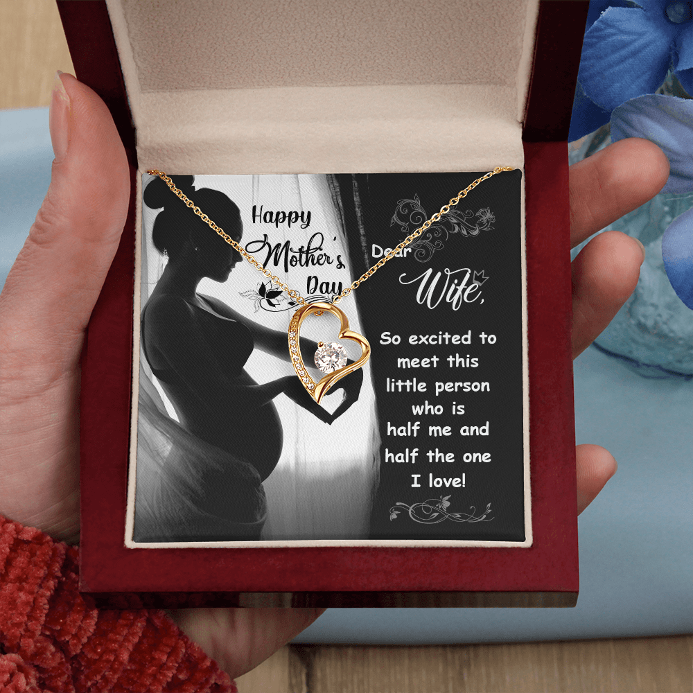 To My Wife Little Person Half of Me Forever Necklace w Message Card-Express Your Love Gifts