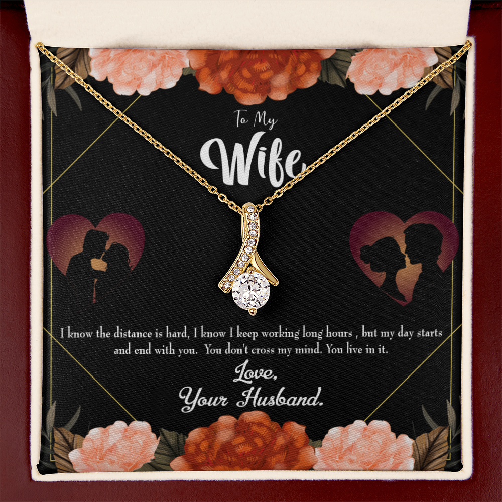 To My Wife Live in my mind Alluring Ribbon Necklace Message Card-Express Your Love Gifts