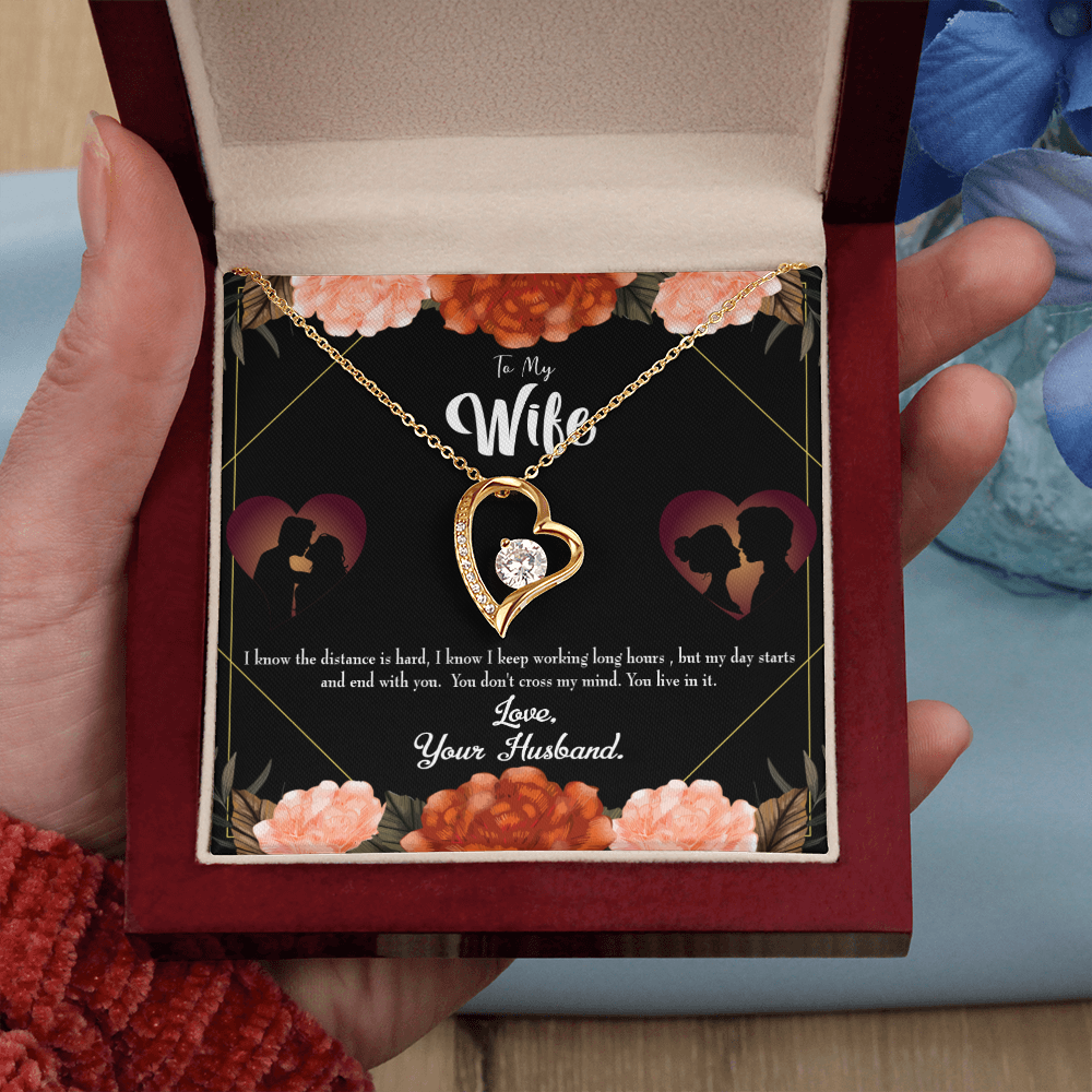 To My Wife Live in My Mind Forever Necklace w Message Card-Express Your Love Gifts