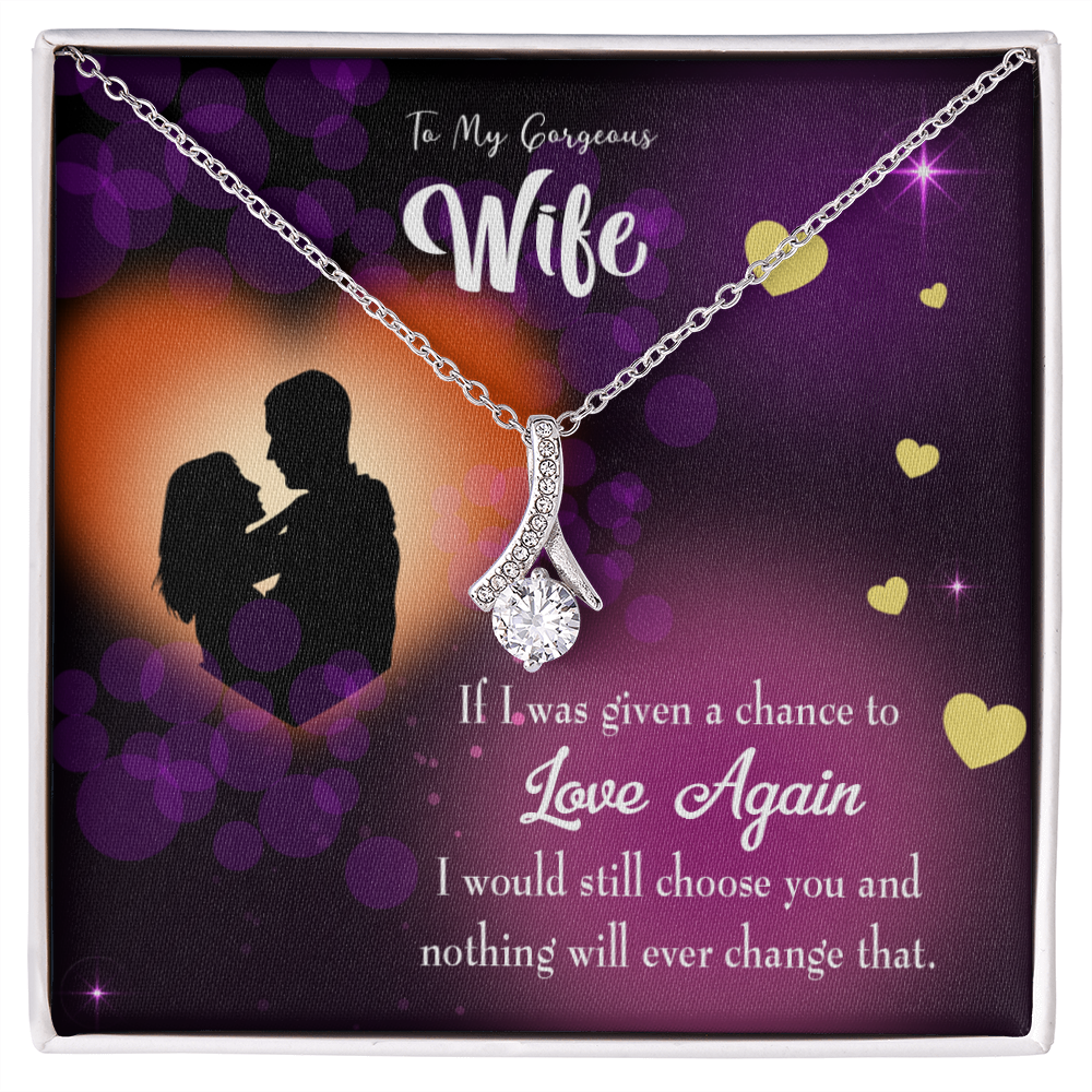 To My Wife Love Again Alluring Ribbon Necklace Message Card-Express Your Love Gifts