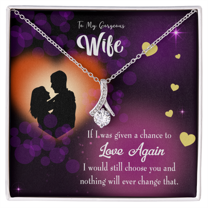 To My Wife Love Again Alluring Ribbon Necklace Message Card-Express Your Love Gifts