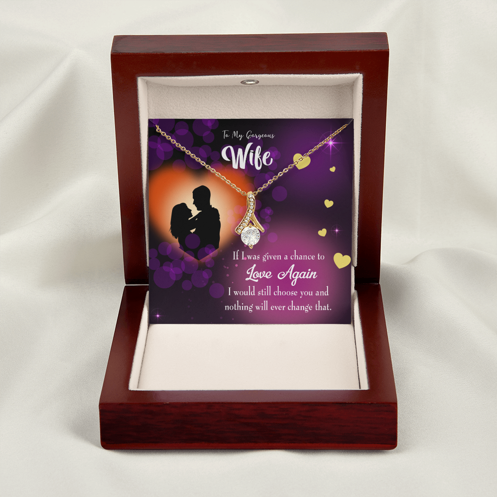 To My Wife Love Again Alluring Ribbon Necklace Message Card-Express Your Love Gifts