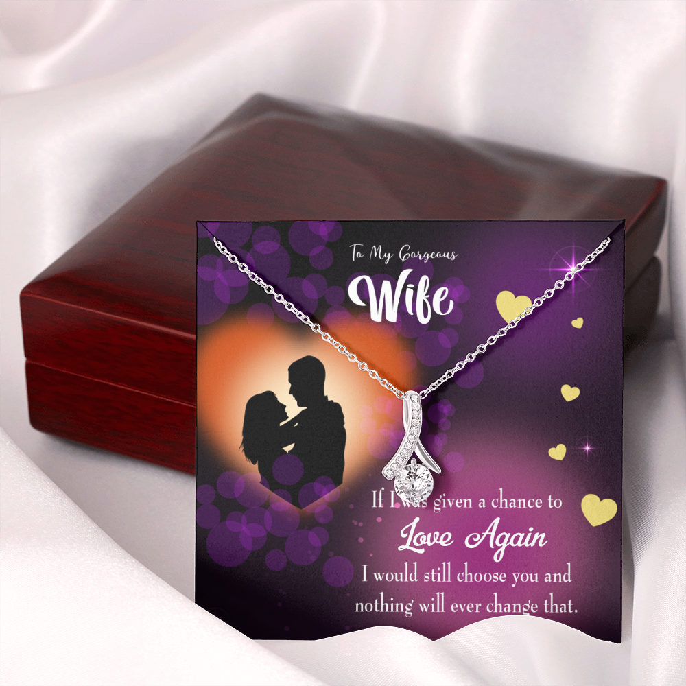 To My Wife Love Again Alluring Ribbon Necklace Message Card-Express Your Love Gifts