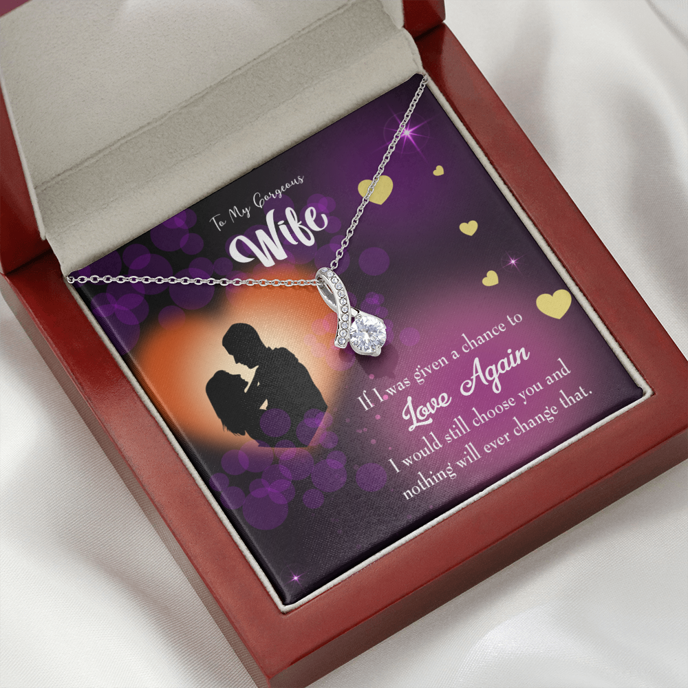 To My Wife Love Again Alluring Ribbon Necklace Message Card-Express Your Love Gifts