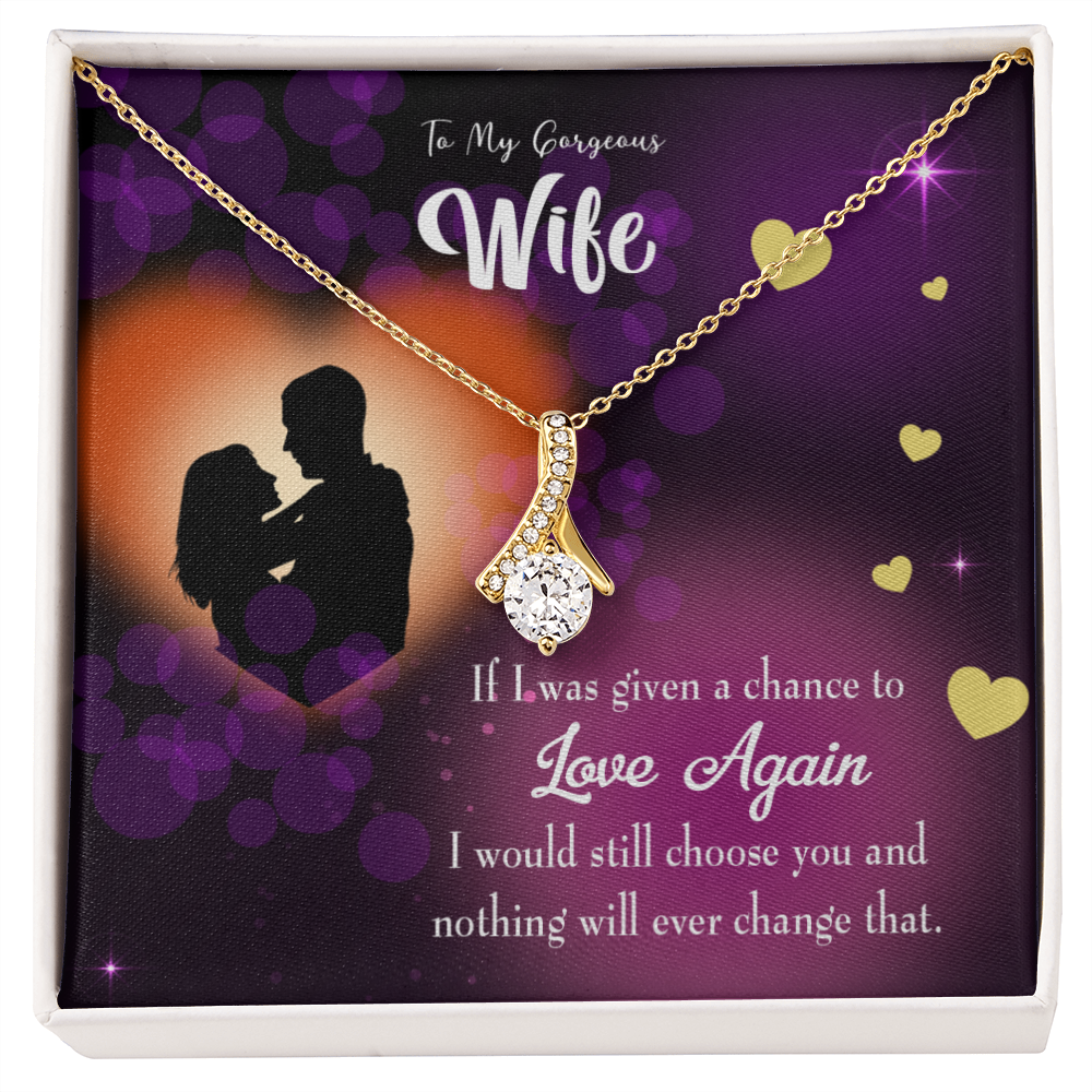 To My Wife Love Again Alluring Ribbon Necklace Message Card-Express Your Love Gifts