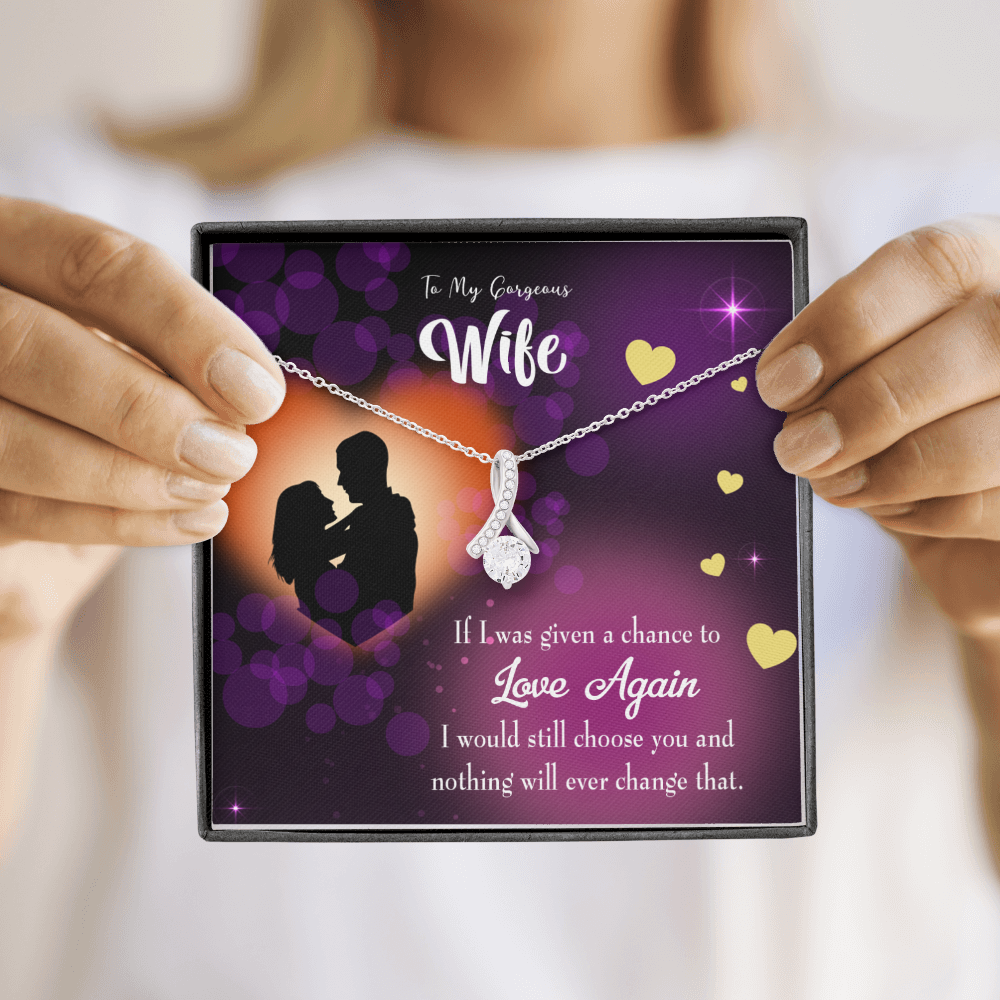 To My Wife Love Again Alluring Ribbon Necklace Message Card-Express Your Love Gifts