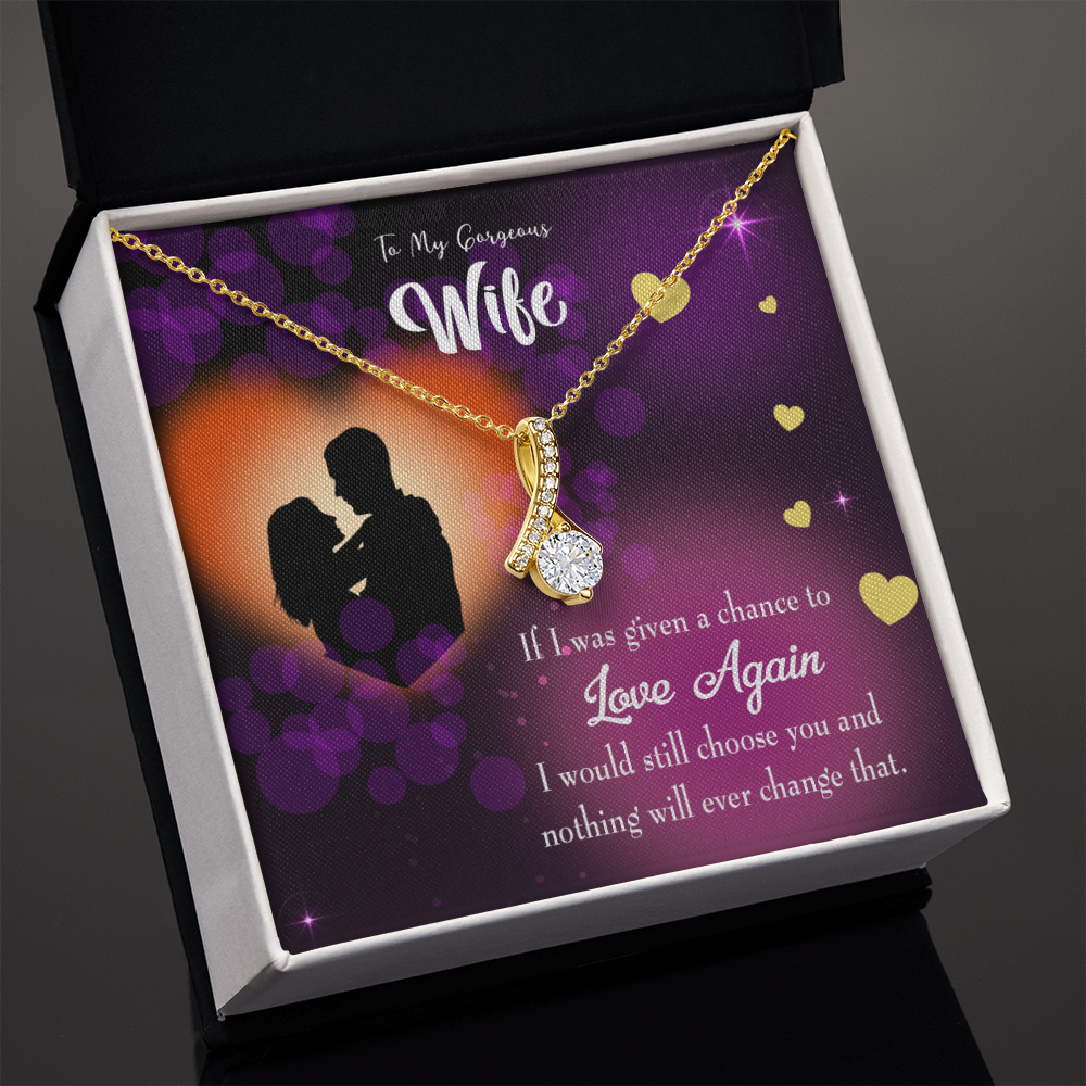 To My Wife Love Again Alluring Ribbon Necklace Message Card-Express Your Love Gifts