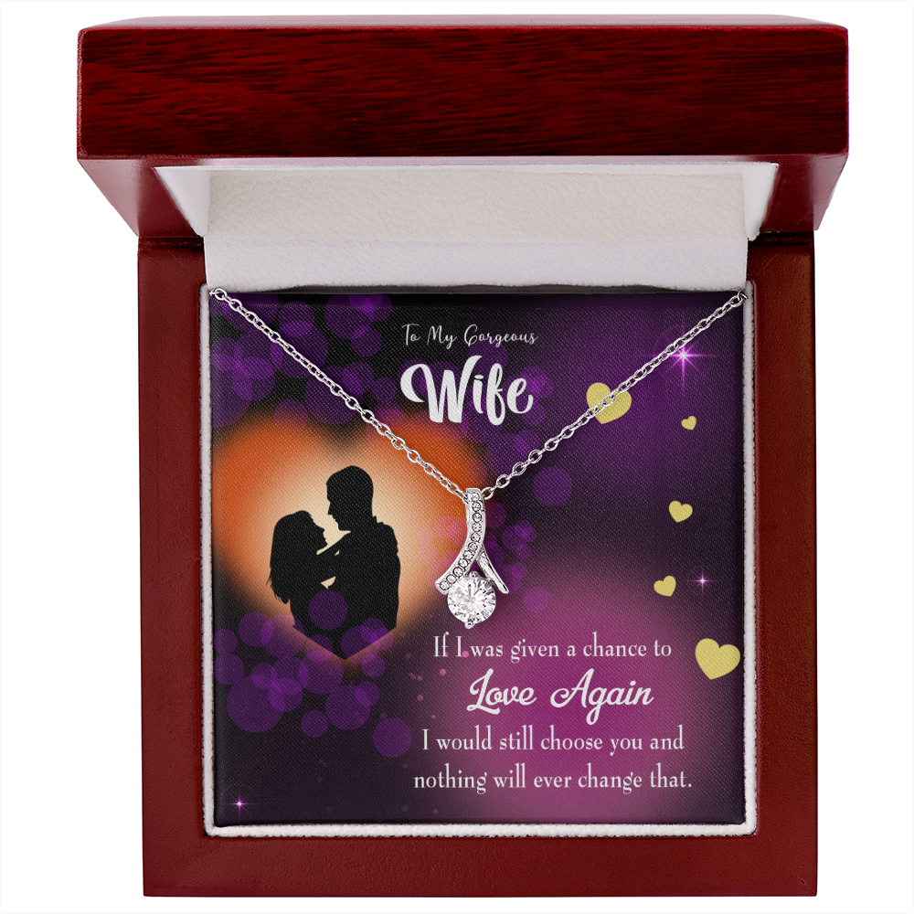 To My Wife Love Again Alluring Ribbon Necklace Message Card-Express Your Love Gifts