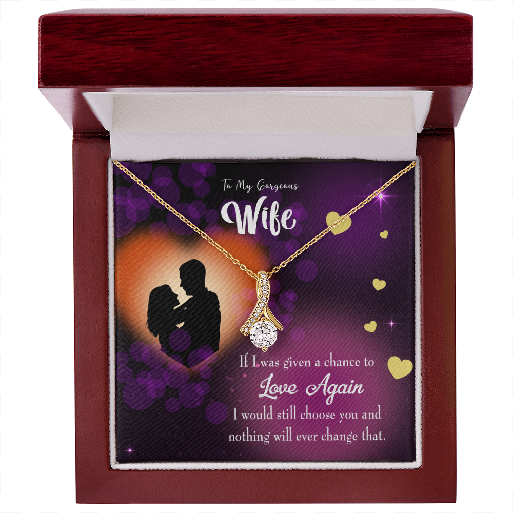 To My Wife Love Again Alluring Ribbon Necklace Message Card-Express Your Love Gifts