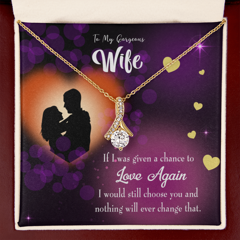 To My Wife Love Again Alluring Ribbon Necklace Message Card-Express Your Love Gifts