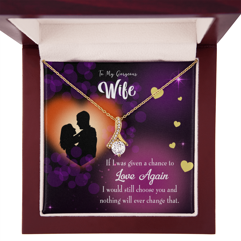 To My Wife Love Again Alluring Ribbon Necklace Message Card-Express Your Love Gifts