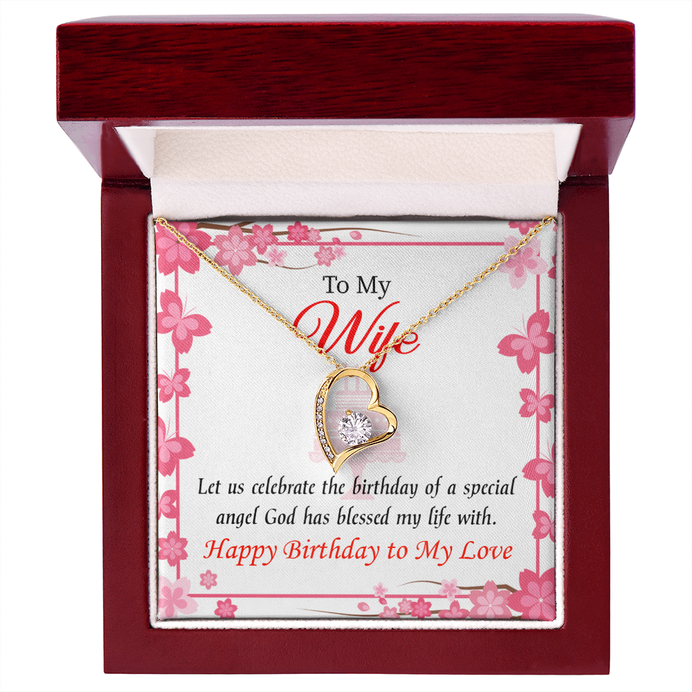 To My Wife Love and Affection Birthday Message Forever Necklace w Message Card-Express Your Love Gifts
