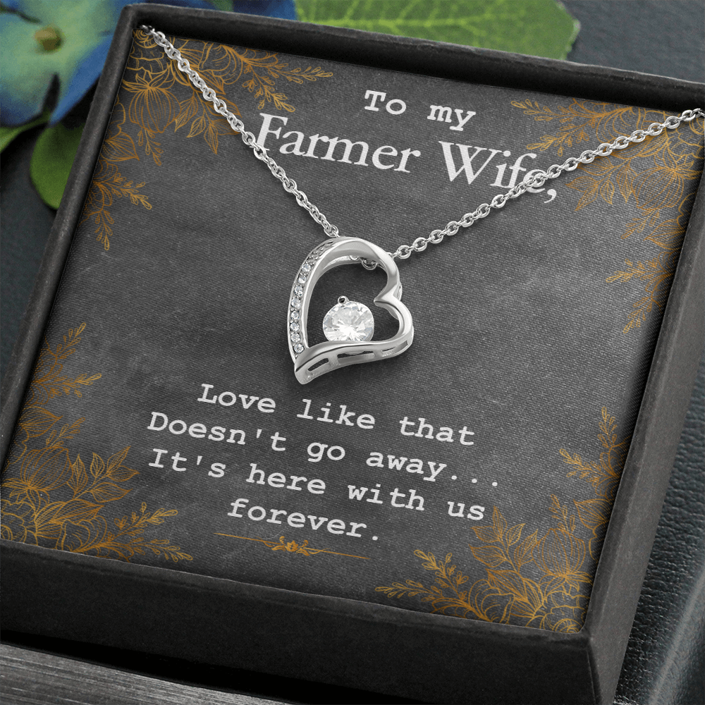 To My Wife Love Like That Doesn't Go Away Farmer Wife Forever Necklace w Message Card-Express Your Love Gifts