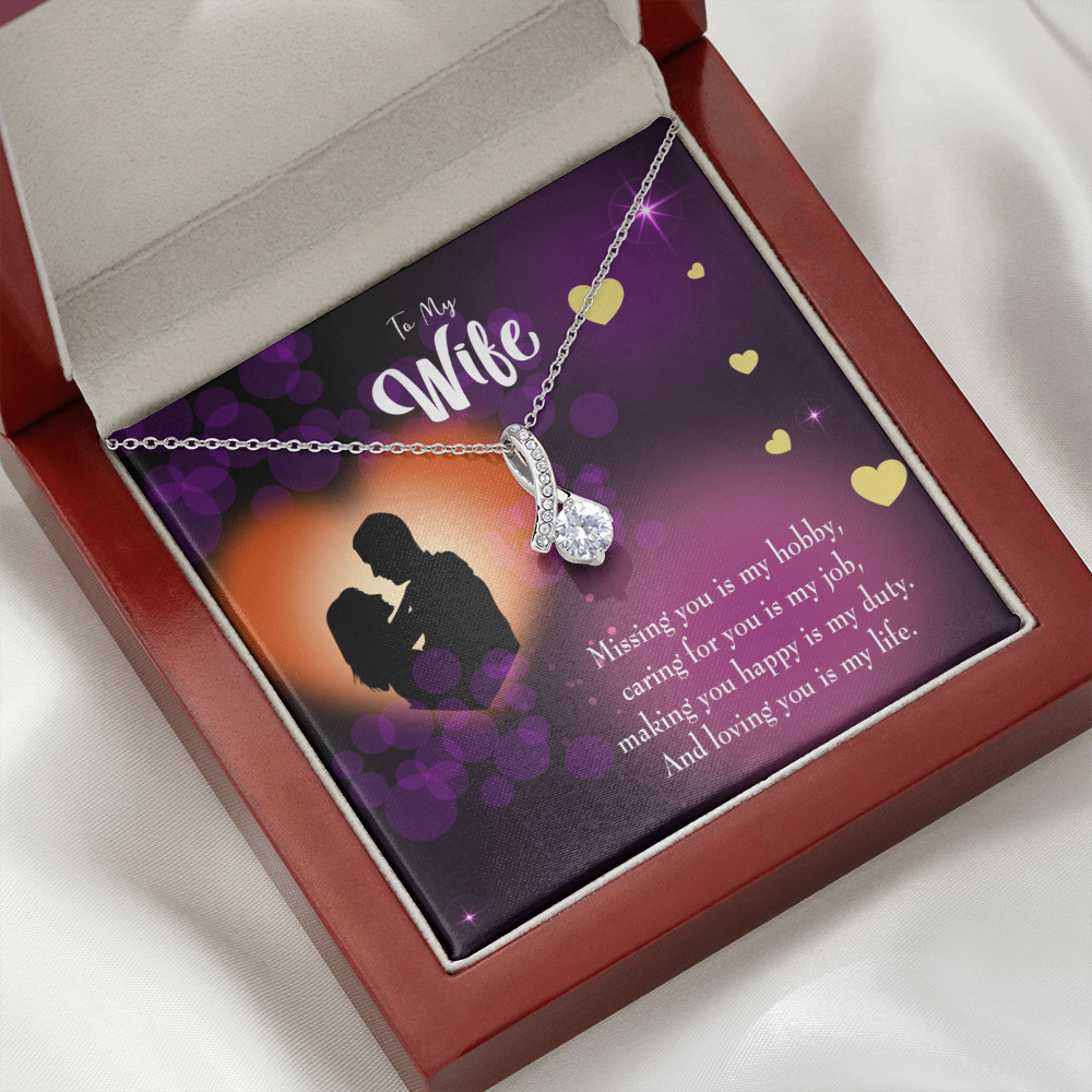 To My Wife Love of my Life Alluring Ribbon Necklace Message Card-Express Your Love Gifts