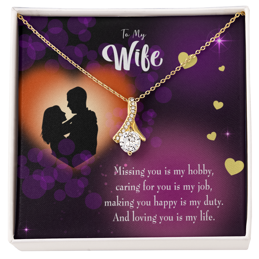 To My Wife Love of my Life Alluring Ribbon Necklace Message Card-Express Your Love Gifts