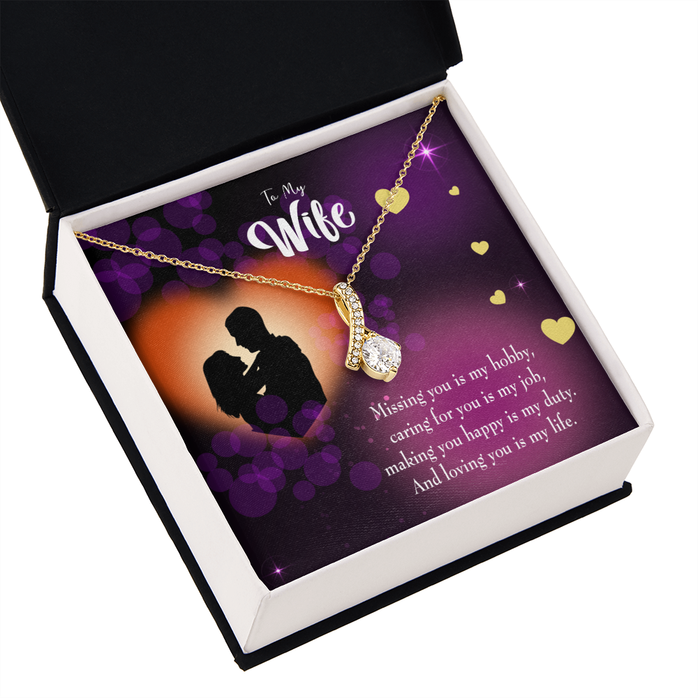 To My Wife Love of my Life Alluring Ribbon Necklace Message Card-Express Your Love Gifts