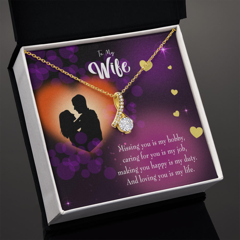 To My Wife Love of my Life Alluring Ribbon Necklace Message Card-Express Your Love Gifts