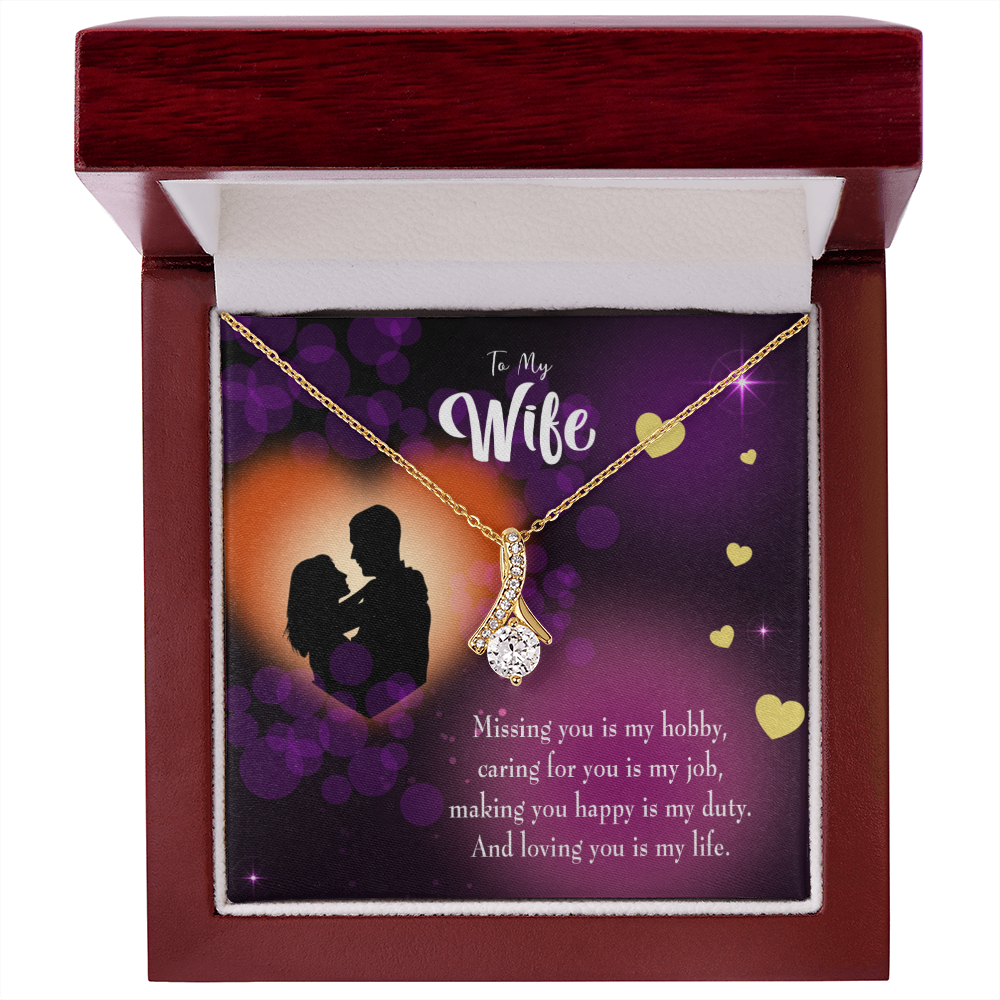 To My Wife Love of my Life Alluring Ribbon Necklace Message Card-Express Your Love Gifts